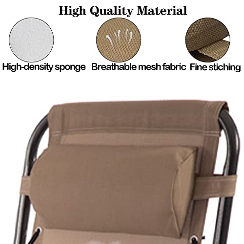 Zero Gravity Chair Set of 2 Replacement Pillow Headrest with Elastic Band, Universal Soft Removable Padded Cushion Head Pillow for Zero Gravity Lounge Chair, Folding Patio Lawn Recliner Chair, Tan - color: Tan, size: 2 Pack