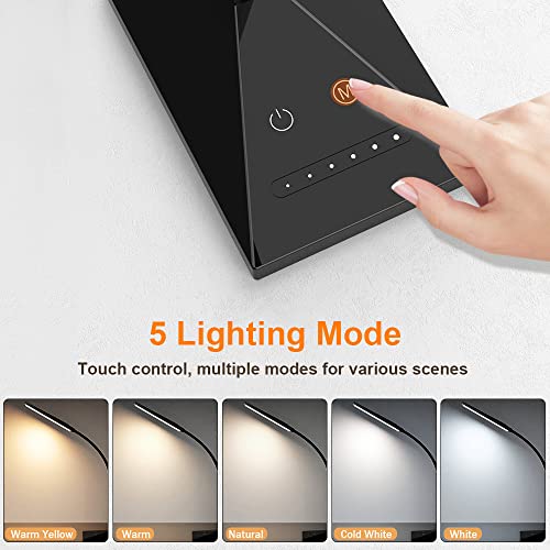 Vansuny Eye-Caring LED Desk Lamp, Reading Light with USB Charging Port - color: Black USB Charger