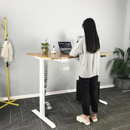 VJ201-S3 Electric Height Adjustable Sitting Standing Desk Frame Only/Sit Stand - Dual Motors 3 Segment Motorized Desk Base Only,White - color: White