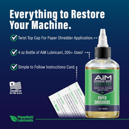 AiM Paper Shredder Oil/Lubricant - 4 oz - Reduces Friction & Noise, Keeps Blades Sharp, Water-Repellent - Ideal for Paper Shredders, Shredding, No Sheets - Made in the USA - size: 4 oz Shredder Oil