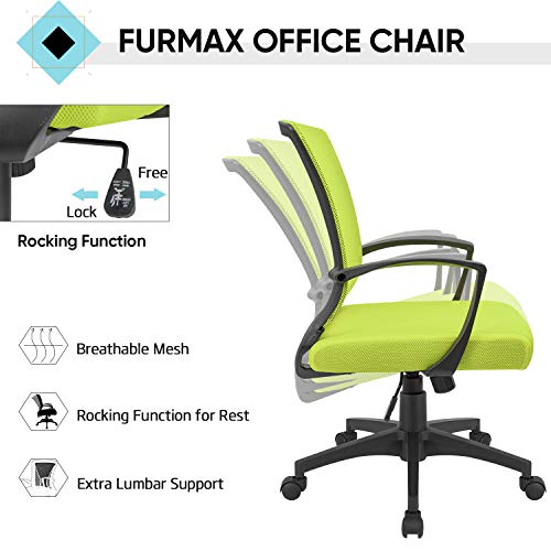 Furmax Office Chair Ergonomic Computer Desk Mesh Chair Mid Back Swivel Lumbar Support with Armrest (1, Cyan) - color: Cyan