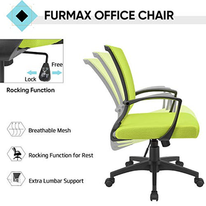 Furmax Office Chair Ergonomic Computer Desk Mesh Chair Mid Back Swivel Lumbar Support with Armrest (1, Cyan) - color: Cyan