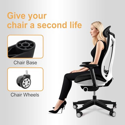 28" Heavy Duty Nylon Gaming Office Chair Base Replacement Part with Wheels | Computer Chair Base Legs with 5 Casters - color: White