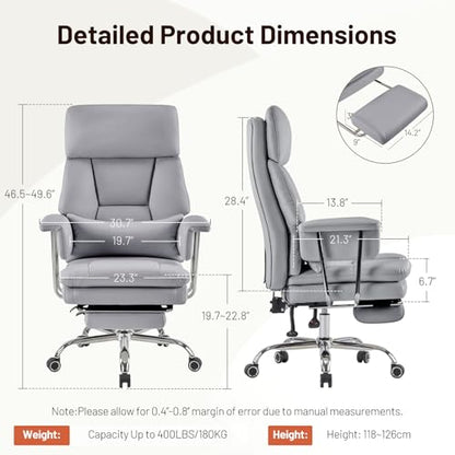 Ergonomic Home Office Desk Chair, Heavy Duty Executive Chair with Footrest - color: Grey