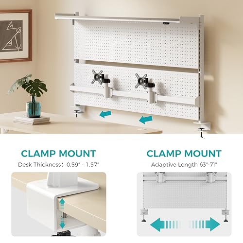 EUREKA ERGONOMIC Desk Pegboard Dual Monitor Stand 59x34 White - color: White, size: 59 inch