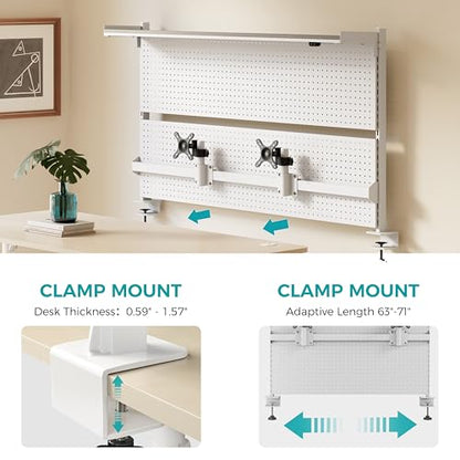 EUREKA ERGONOMIC Desk Pegboard Dual Monitor Stand 59x34 White - color: White, size: 59 inch