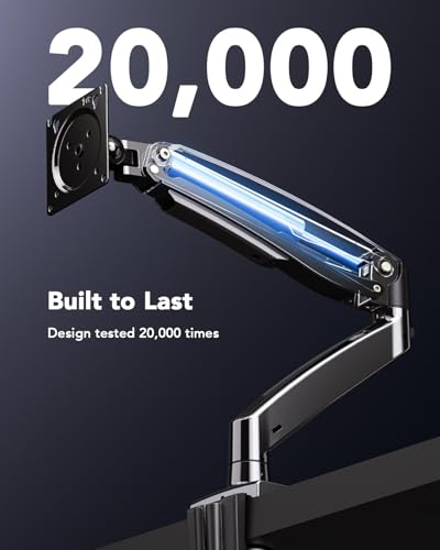 HUANUO Single Monitor Arm for 13-49 inch Screens, Ultrawide Computer Monitor Mount Holds 26.48 lbs, Upgraded Adjustable Stand with USB, C-Clamp & Grommet Base, VESA 75x75 or 100x100mm