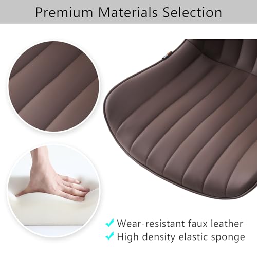 YOUNIKE Office Desk Chair with Wheels Armless Vanity Chair Modern Brown | Faux Leather Upholstered with Rocking Back, Swivel Height Adjustable Small Cute Computer Rolling Task Chair Ergonomic 300lb - color: Brown, size: Base Black