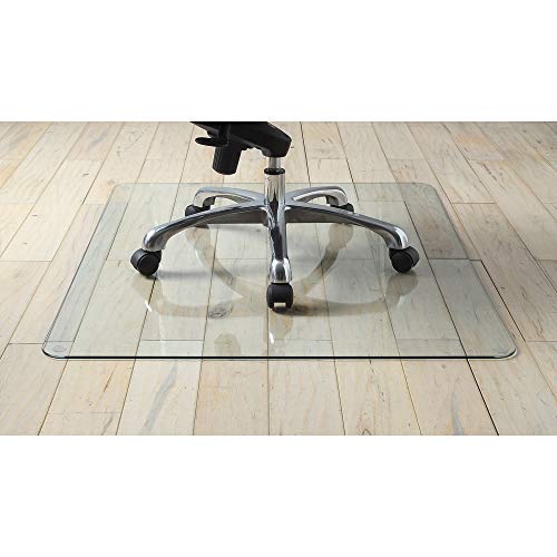 Lorell Tempered Glass Chairmat, 44" Width x 50" Depth x 0.25" Thickness, Clear, 1 Each - size: 44" x 50"