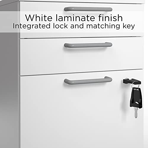 Union & Scale Mobile Pedestal File Cabinet with Wheels, 3-Drawer, Letter/Legal Compatible, White - size: 2 Pack, style: White