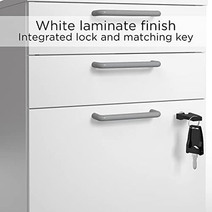 Union & Scale Mobile Pedestal File Cabinet with Wheels, 3-Drawer, Letter/Legal Compatible, White - size: 2 Pack, style: White
