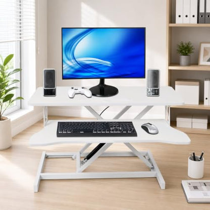 31.5" Height Adjustable Standing Desk: Office Desk with Keyboard Tray