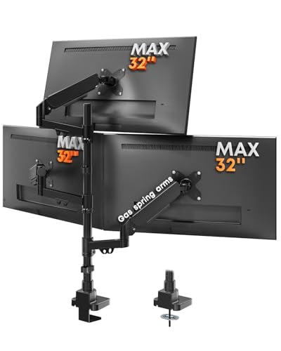 Triple Monitor Mount for up to 32’’ Ultrawide Screens, Heavy Duty,Black