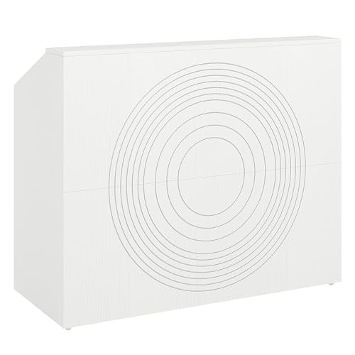Tribesigns Reception Desk with Counter, Modern Front Desk Reception Room Table with Cable Grommet, 47 inch Retail Counter for Checkout, Lobby, Beauty Salon, Home Office Desk, White - color: White