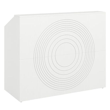 Tribesigns Reception Desk with Counter, Modern Front Desk Reception Room Table with Cable Grommet, 47 inch Retail Counter for Checkout, Lobby, Beauty Salon, Home Office Desk, White - color: White