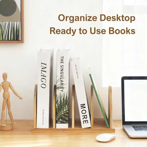 Cookbook Organizer, Wooden Countertop Bookshelf, Space-Saving Recipe Book Storage Holder, Small Desktop Display Rack forKitchen, Pantry, Home Office Counter Decor