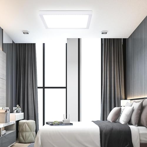 2Pack 12inch Square White 3200LM LED Flush Mount Ceiling Light,28W White 6000K Slim Surface Mount Ceiling Light Fixture for Kitchen Bedroom Living Room - size: 2Pack-28W-12Inch-Square-White