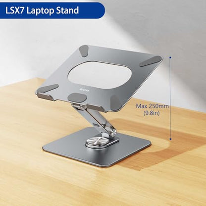 BESIGN LSX7 Laptop Stand with 360 Rotating Base, Ergonomic Adjustable Notebook Riser, Foldable Computer Holder Compatible with 10-15.6" Laptops (Gray) - color: Gray