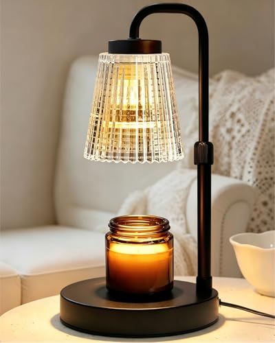 Banbanda Candle Warmer Lamp with Timer: Mothers Day Gifts, Birthday Gifts for Women, House Warming Gifts New Home Decor – Height Adjustable Candle Lamp - with 2 Bulbs - color: Clear