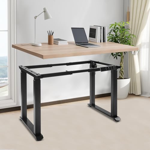 4-Leg Standing Desk Frame,Dual Motor Adjustable Desk Rack Frame with LED Display,Electric Adjustable Legs Compatible Desktop Size 37.4″-62.99″ for Home Office, Frame Only Load Capacity 220.46lbs