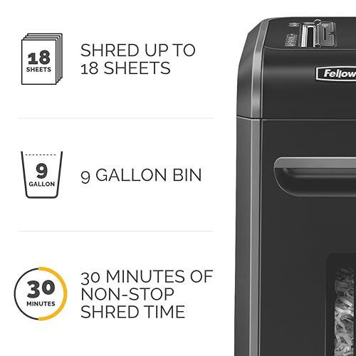 Fellowes Powershred 99Ci 18-Sheet 100% Jam-Proof Heavy Duty Crosscut Paper Shredder Machine for Office and Home, Black/Gray 3229912 - style: 18 Sheet