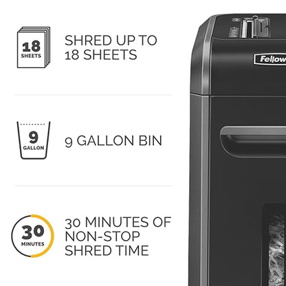 Fellowes Powershred 99Ci 18-Sheet 100% Jam-Proof Heavy Duty Crosscut Paper Shredder Machine for Office and Home, Black/Gray 3229912 - style: 18 Sheet