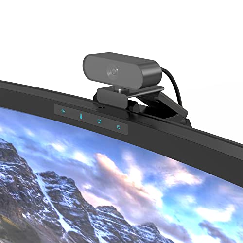 ONWAY Curved Monitor Light Bar with Wireless Remote,Monitor Auto-Dimming and Camera Base,Applicable to All Screens. No Screen Glare,for Home Office - color: Black