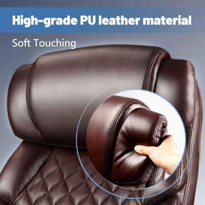 800LBS Big and Tall Office Chair for Heavy People, Heavy Duty Executive Chair with High Back, Extra Wide Seat and Adjustable Lumbar, Large Computer Desk Chair Comfortable for Home Office - color: Brown