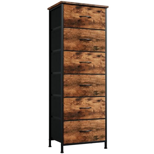 Somdot Tall Dresser for Bedroom, 6 Drawer Storage Cabinet, Brown - color: Brown, size: 11.8"D x 16.5"W x 45.3"H (6 Drawers)