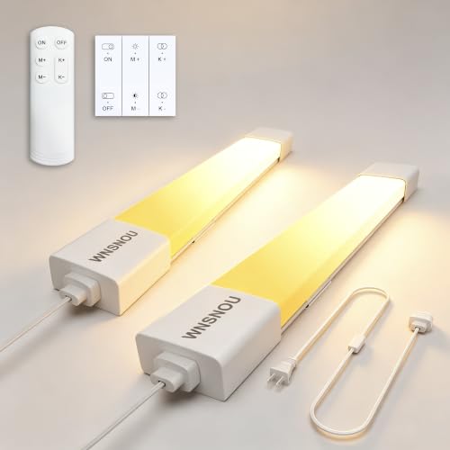 WNSNOU Under Cabinet Lighting Plug in Light Dimming and Color with Remote | With wireless wall switch 16 inch 15W 1500LM 3000-6500K adjustable LED Tube Light Fixture for Cabinet Closet Office - size: 16 inch-2pcs