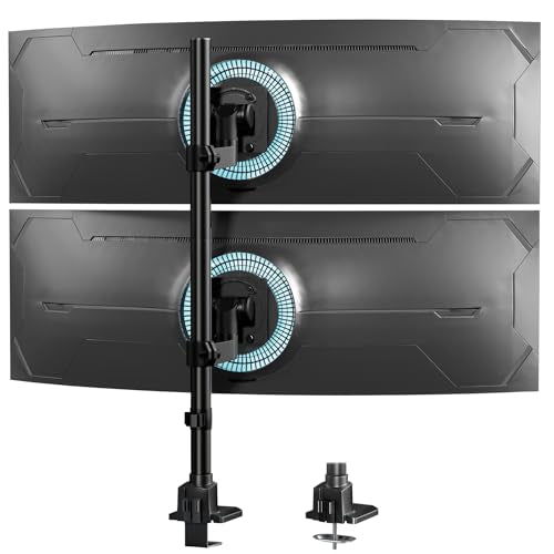 Dual Monitor-Arm Ultrawide Heavy Duty - 24-57 inch Vertical Dual Monitor Mount, Adjustable Stacked Double Monitor Desk Mount Stand, Max Load 59.4 lbs (per Arm), VESA 75/100 mm, Black - color: Black