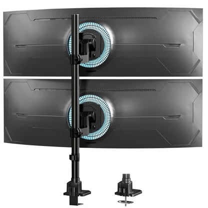 Dual Monitor-Arm Ultrawide Heavy Duty - 24-57 inch Vertical Dual Monitor Mount, Adjustable Stacked Double Monitor Desk Mount Stand, Max Load 59.4 lbs (per Arm), VESA 75/100 mm, Black - color: Black