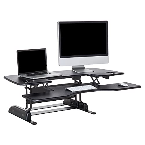 Vari VariDesk Pro Plus 48 - Adjustable Desk Converter with 11 Height Settings - Laptop Sit Stand Desk Riser for Home Office, Table Tops, Workspace - Fully Assembled with Spring Loaded Lift - Black - size: 48" - Pro Plus