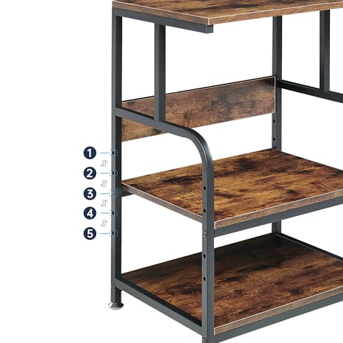 Fannova Printer Table Stand with Height Adjustable Shelf, 3 Tier Rolling Printer Cart with Wheels for Home Office Storage and Organization, Industrial Style - color: Rustic Brown