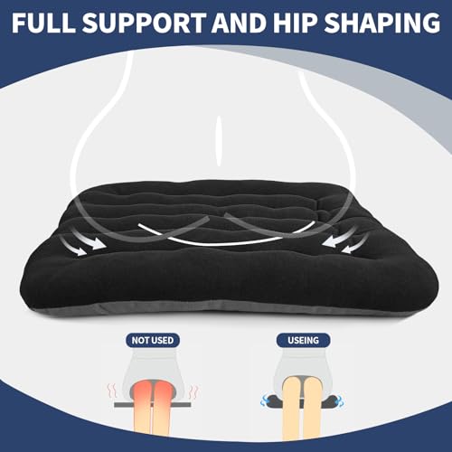 BUYUE Good Support Office Chair Cushion Padded, Soft Velvet Comfortable Non-Slip Seat Cushion for Computer Desk Kitchen Chair (1 Count, Black) - color: Black