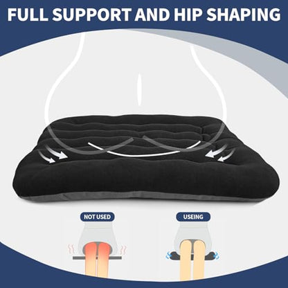 BUYUE Good Support Office Chair Cushion Padded, Soft Velvet Comfortable Non-Slip Seat Cushion for Computer Desk Kitchen Chair (1 Count, Black) - color: Black
