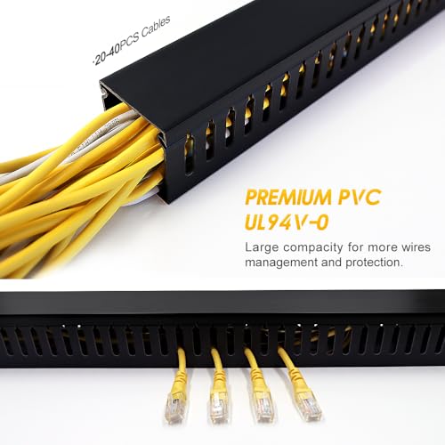 Cable Raceway, 95" Open Slot Cable Management Kit 4PCS 23.6" X 1.97" X 2.4" - color: Black, size: 5060