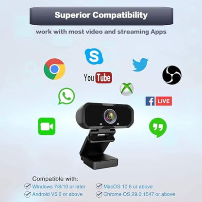USB-C 1080P Webcam Compatible with Switch 2/ PC - Streaming Camera for Zoom/Teams/Skype, Plug&Play PC/Mac/Laptop - color: Black-USB C