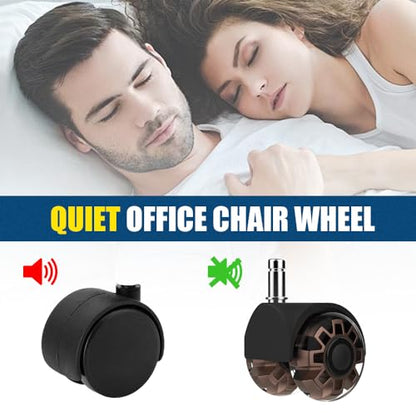 Minewill 2" Office Chair Wheels - Protection for Hardwood Floors and Carpet | Heavy Duty 2000 LBS, 360° Silent Smooth, Standard Stem 7/16″* 7/8″(11mm*22mm),Office Furniture Casters Set of 5(Brown) - color: Brown