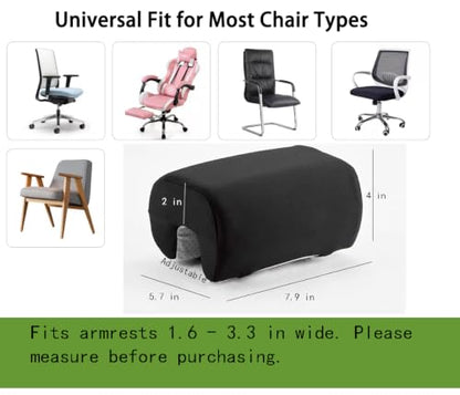 Armrest Cushion for Office Chairs - Soft Elbow Support Pad with Non-Slip Bottom, Fits Most Chairs 2-Piece (Black) - color: Black