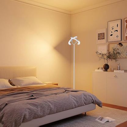 SIBRILLE 30W LED Floor Lamp for Living Room, 350° Rotating Reading Standing Lamp with Remote Control, Stepless Dimmable 3000K-6500K Modern Tall Lamp for Bedroom Office - color: Silver