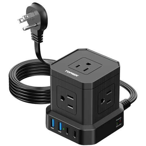 Power Strip with USB, USB C (3.0A) Power Strip with 5 Outlets, 2 USB-C & 2 USB-A, 5 FT Flat Extension Cord with Ultra Thin Flat Plug, Surge Protector Compact for Home Office, Dorm, Hotel Travel - color: Black-5FT