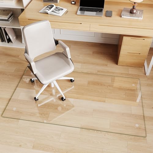 Glass Chair Mat 30" x 55" Tempered Glass Office Chair Mat - color: Transparent, size: 55" x 30"