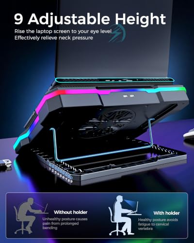 AICHESON Laptop Cooling Stand Gaming RGB Cooler for 15-19 inch Heavy Laptop - color: 5V