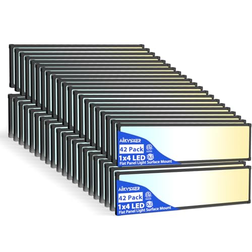 AIKVSXER 42Pack 1x4 LED Flat Panel Light, 6500LM Ultra-Bright, 30-50W Black - color: Black, size: 1x4ft-42P