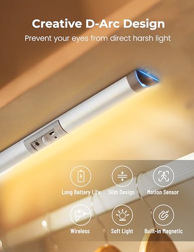 Joyzy Automatic Motion Sensor Closet Lighting with Eye-Protection Design, LED Closet Lights for Stair Step Wireless Light, Rechargeable Wardrobe Pantry Lights (2pack with Warm Lighting) - color: Silver