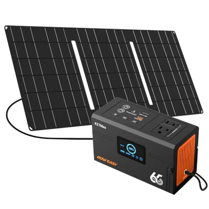 HOWEASY Portable Power Station 135W（270W Peak), Foldable 30W Solar Panel - color: Gray White