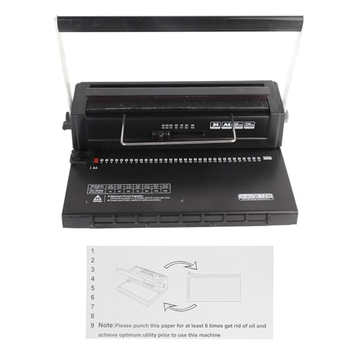 Wire Binding Machine for Office, 34 Hole Square Punch | 12 Sheet Punch Capacity, 3:1 Pitch Compatible, Ergonomic Two Handle Spiral Coil for School Print Shop Home