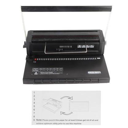 Wire Binding Machine for Office, 34 Hole Square Punch | 12 Sheet Punch Capacity, 3:1 Pitch Compatible, Ergonomic Two Handle Spiral Coil for School Print Shop Home