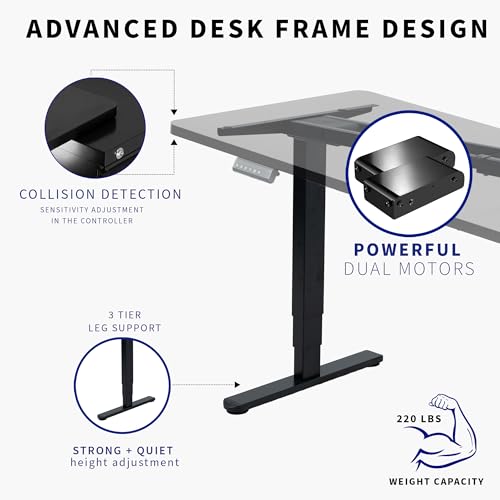 VIVO Black 71 x 30 in Standing Desk, DESK-KIT-2W7B - color: Black Top / White Frame, size: 71 x 30
